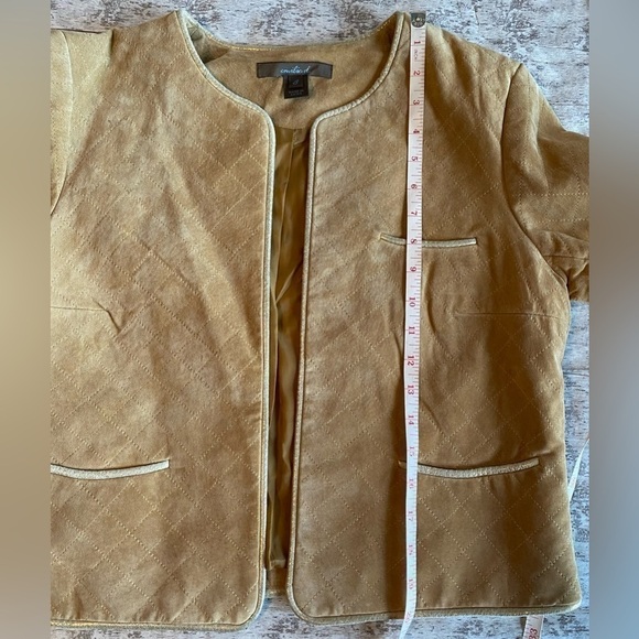 Vintage Suede Leather w/gold piping trim quilted look women's jacket Size 8 - Picture 8 of 9